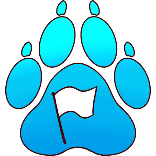 a cyan paw with a blank white flag in it
